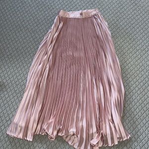 midi champagne ruffle skirt, silk